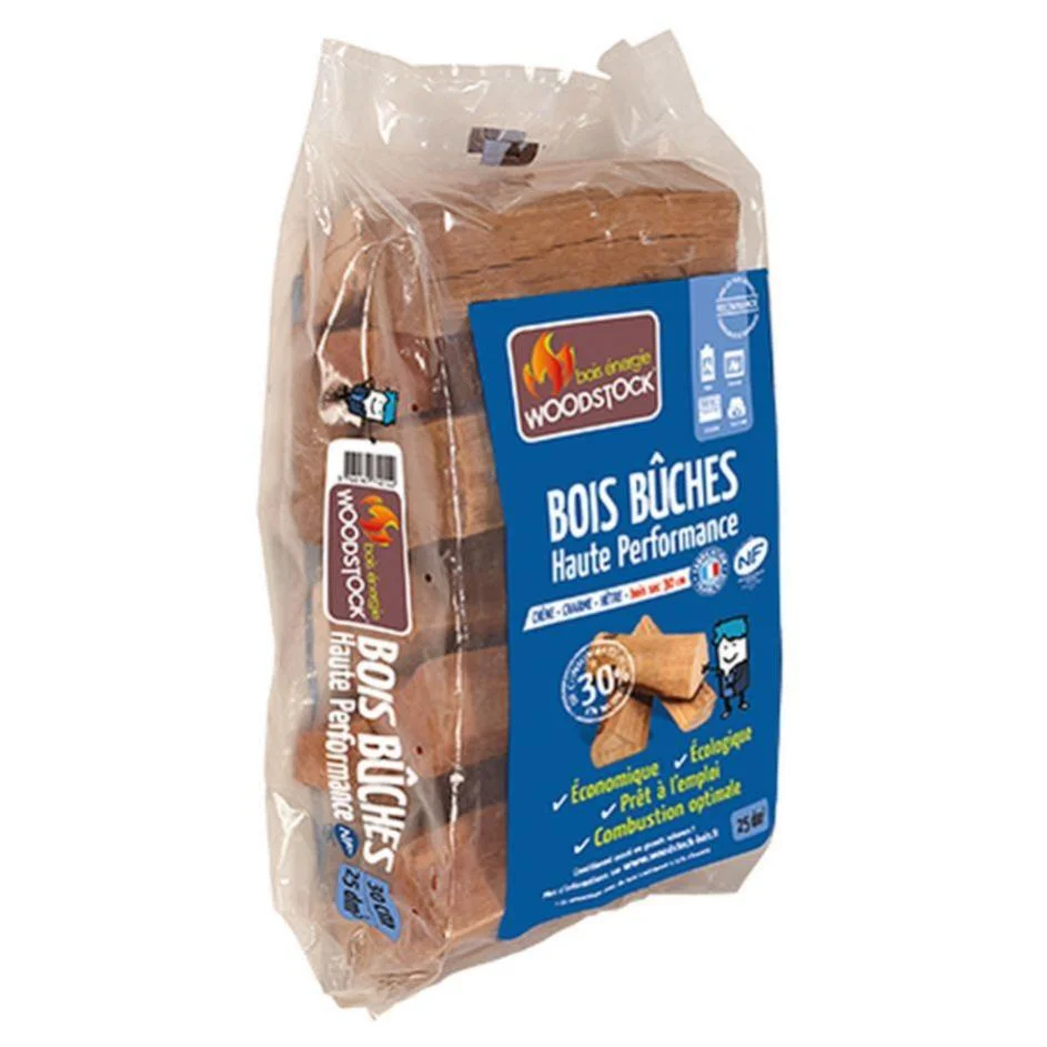 Bûche 40cm WOODSTOCK qualité premium – 1 Palette + 8 sacs bois d’allumage offerts – Image 2
